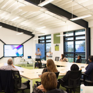 Seated delegates in an event space