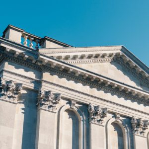 Classical pediment on a building